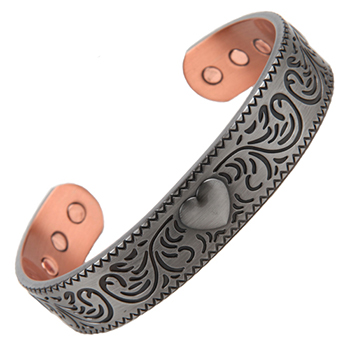 Copper Silver Heart Magnetic Bracelet